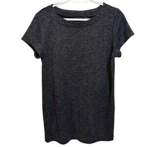 Adrienne Vittadini Grey Burnout T-Shirt Dress Large Casual Crew Neck Pocket Mini